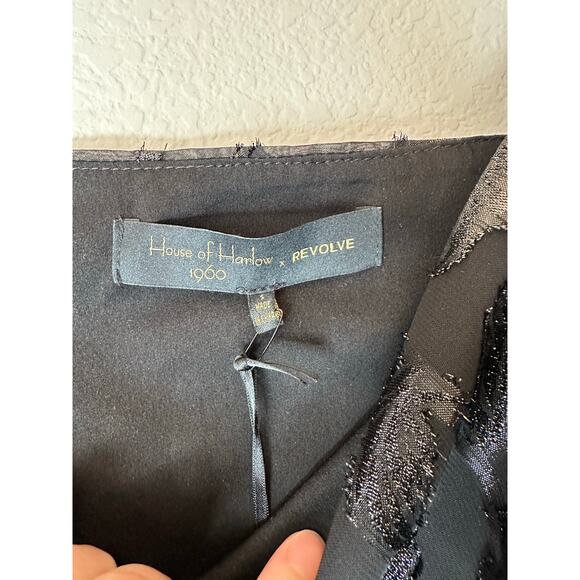 HOUSE OF HARLOW 1960 x REVOLVE Puff Sleeve Square Neck Metallic Mini Dress Small - Picture 9 of 10